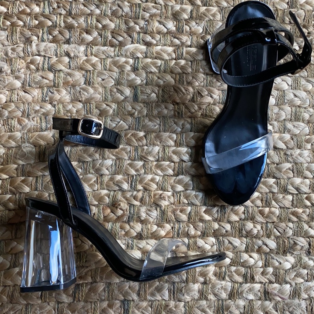 Ankle Strap Clear Block Heel